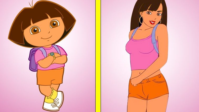 Cartoons Characters as adult version (Grown-ups) – Before and After